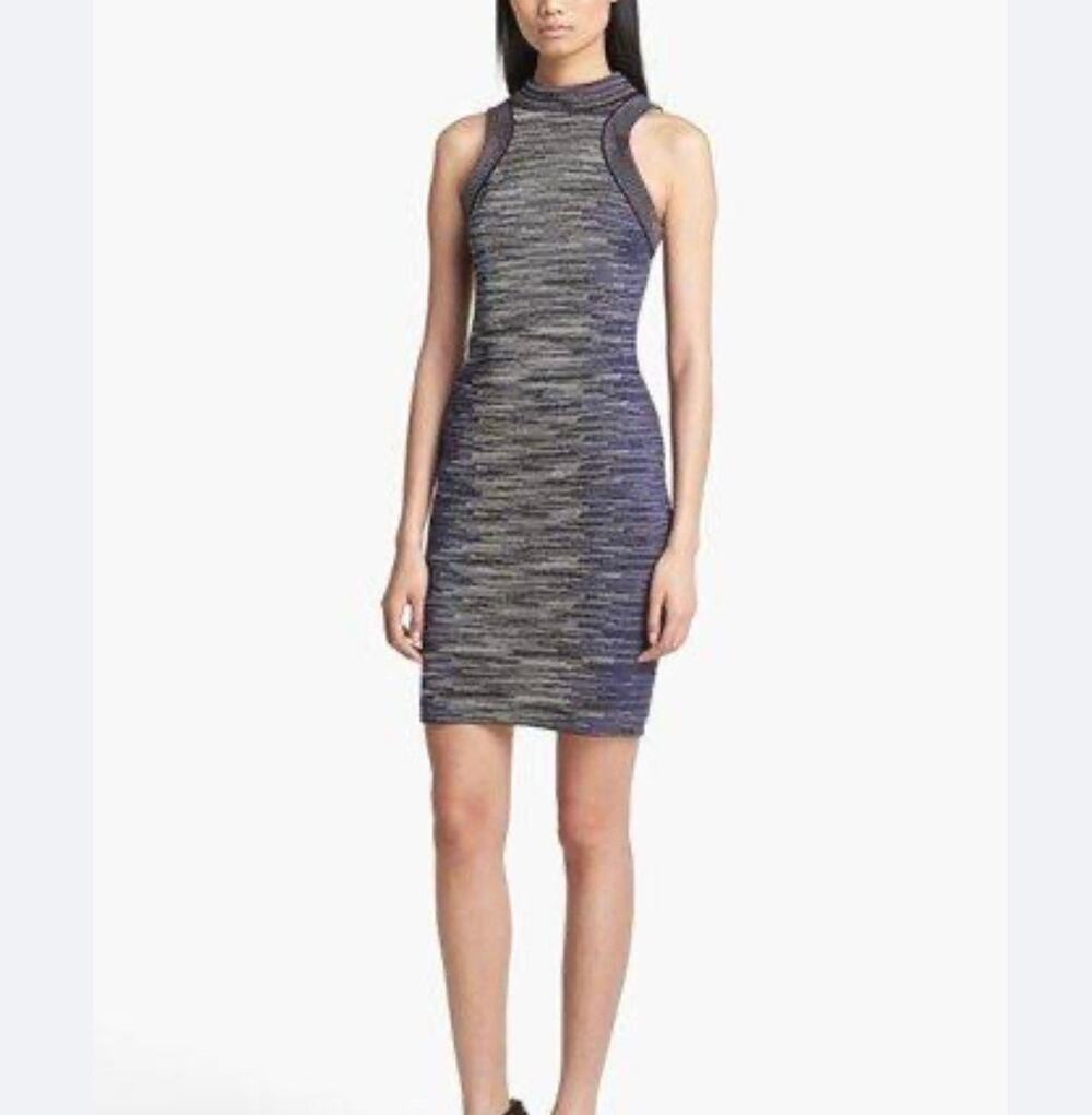 Missoni Knit Striped Sparkle Metallic Dress Purple Black Sz. 4 NWOT